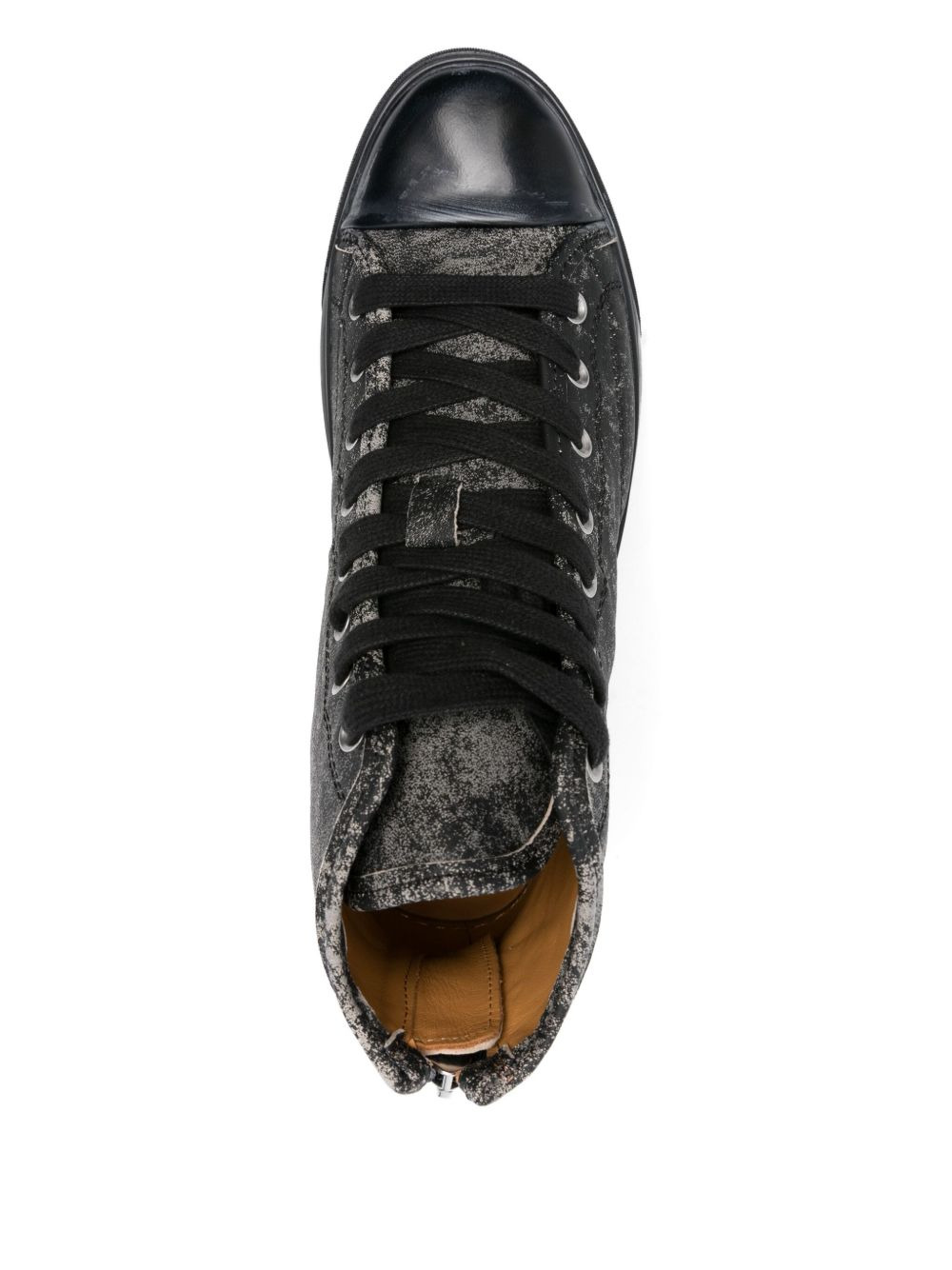 distressed leather sneakers - 4
