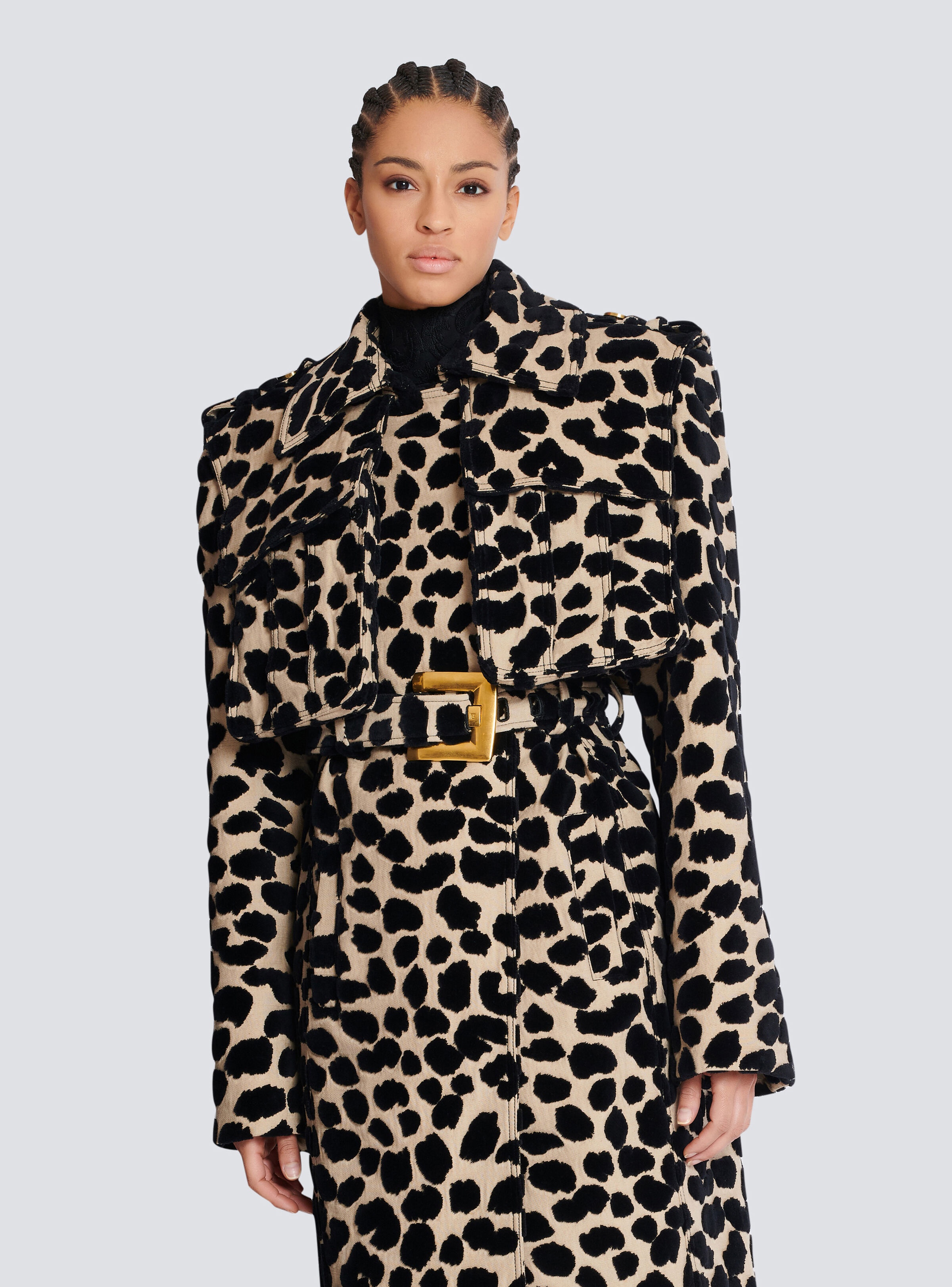 Leopard print jacquard belted trench - 6