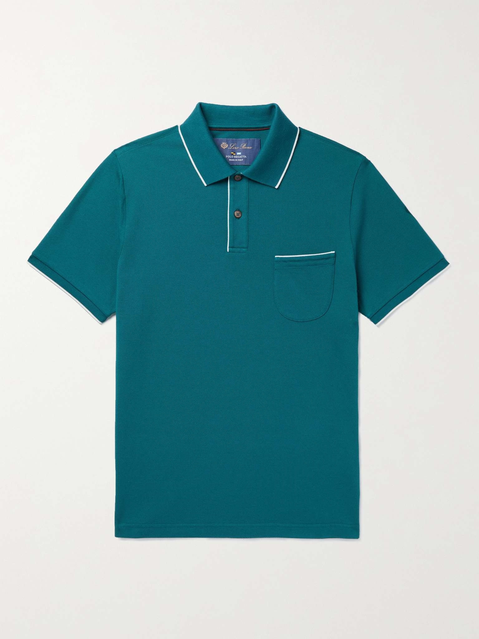 Contrast-Tipped Stretch-Cotton Piqué Polo Shirt - 1