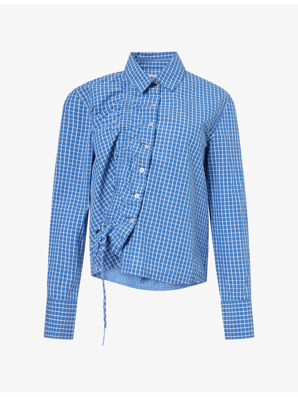 Talia Checked Ruched Cotton Shirt - 1