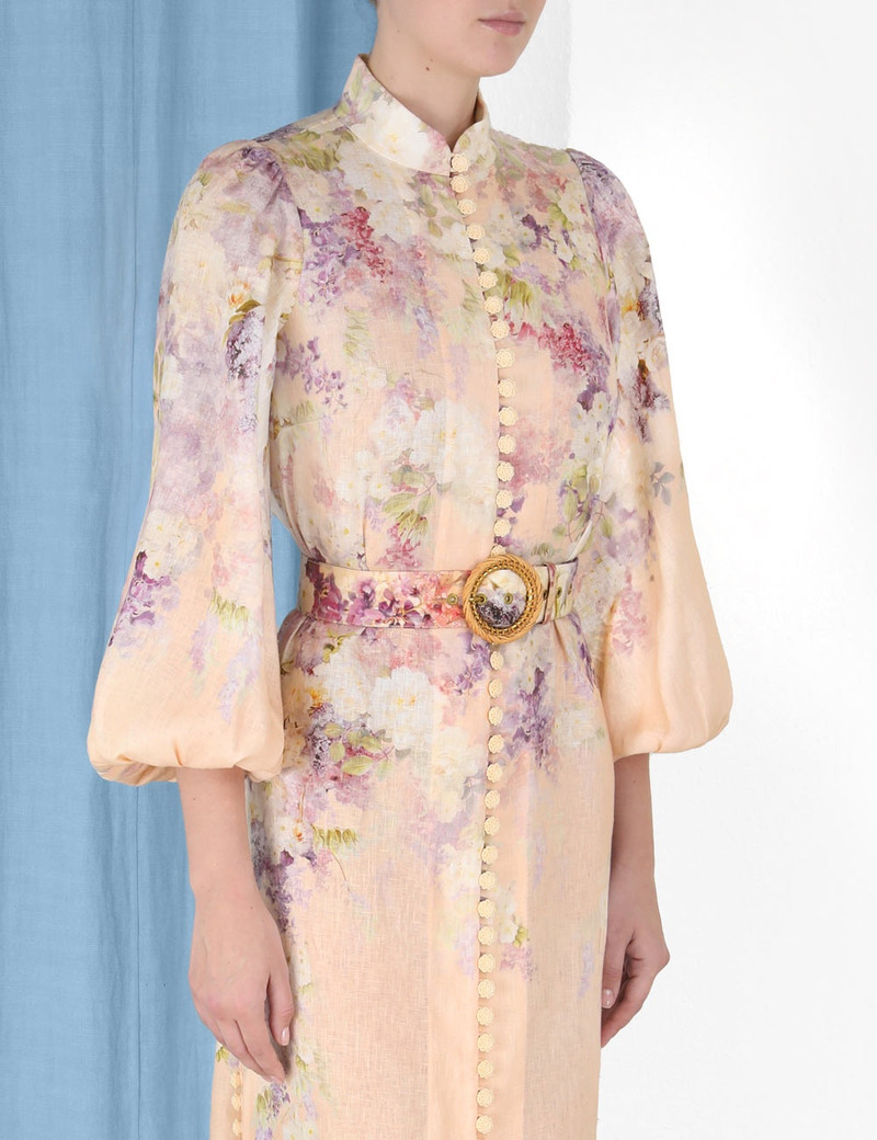 zimmermann lyrical flare sleeve midi dress Zimmerman Sunray Long Sleeve Midi Black/Cream Dot – blueandcream main image 1