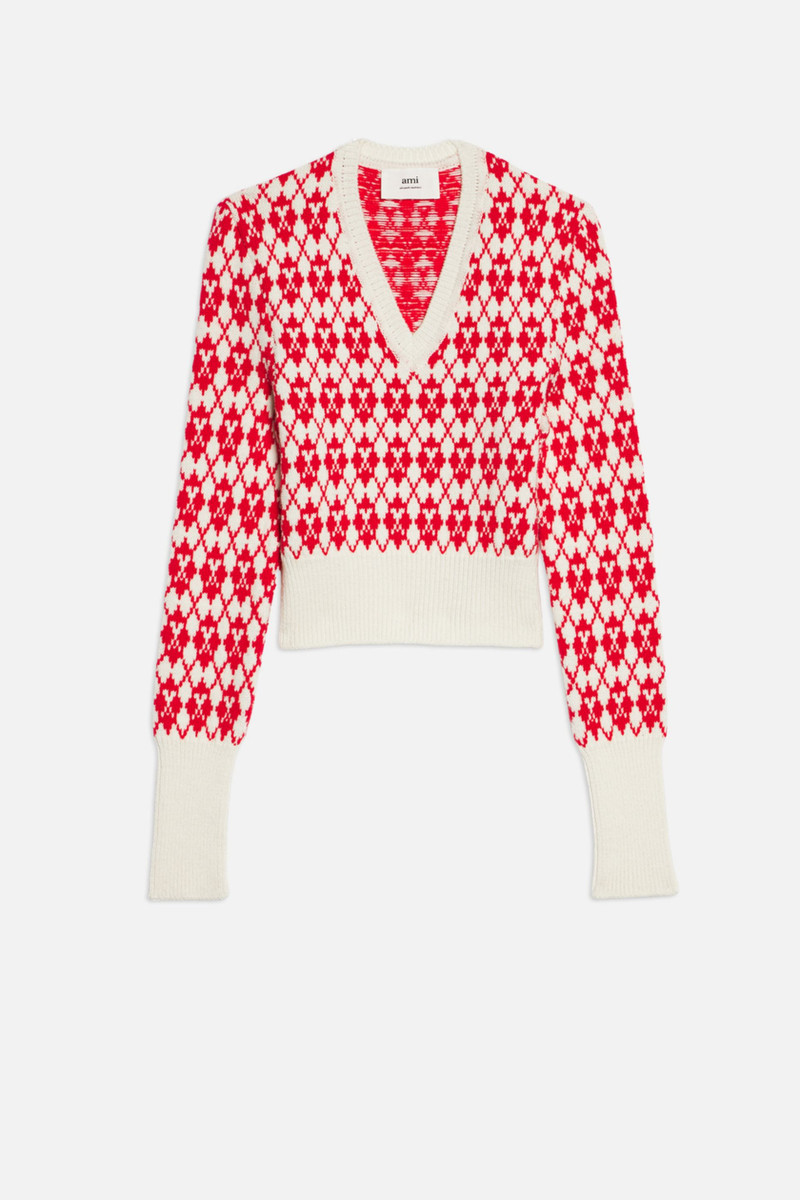 Jacquard V Neck Sweater 1