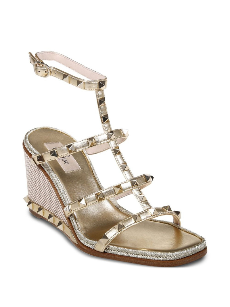 Valentino 80mm studded wedge-heel sandals outlook