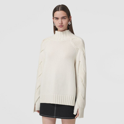 Burberry Cable Knit Cashmere Funnel Neck Sweater outlook