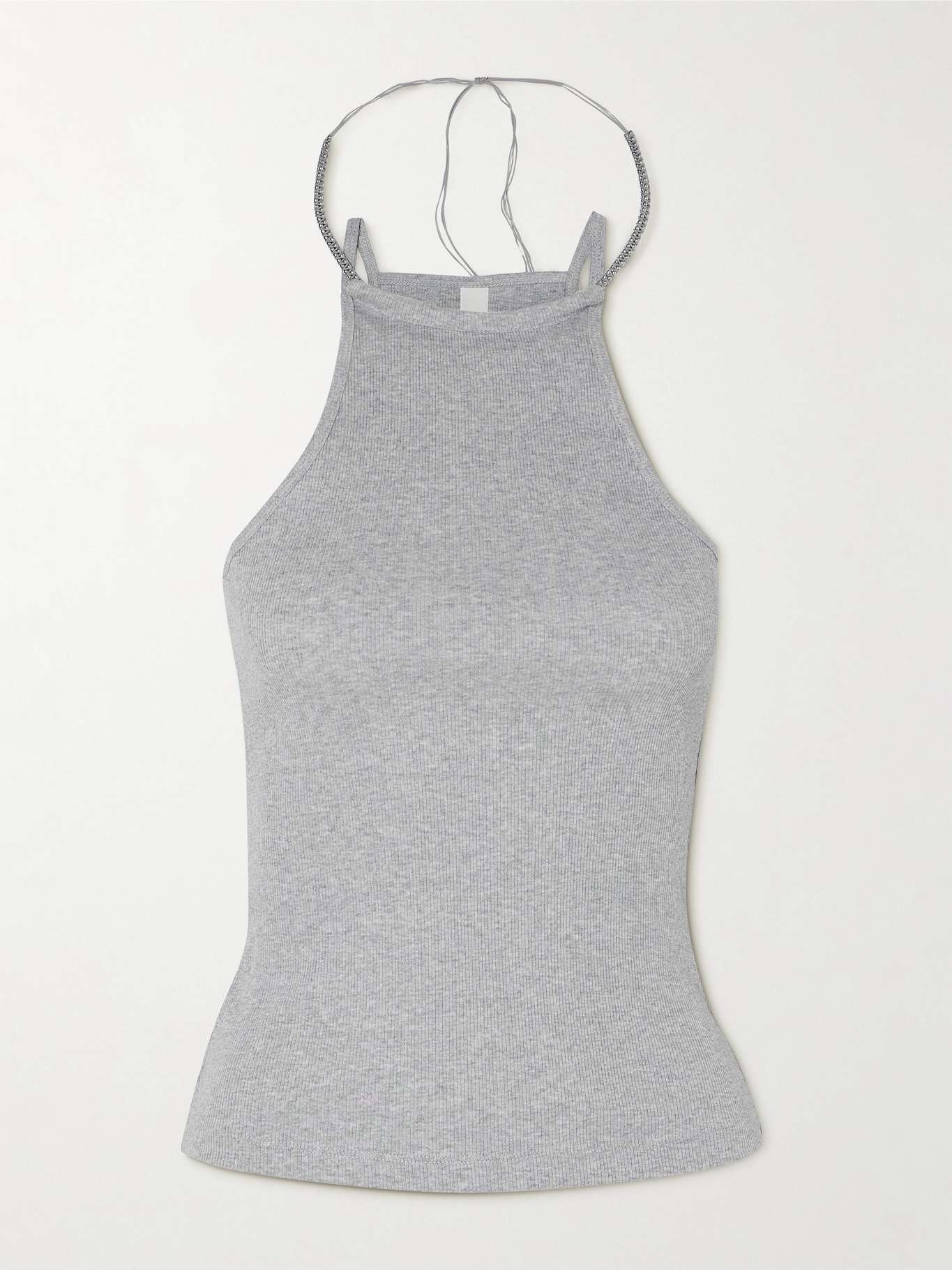 Barball bead-embellished ribbed organic cotton-jersey tank - 1