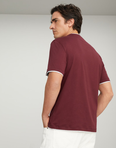 Brunello Cucinelli Cotton jersey crew neck T-shirt with faux-layering outlook