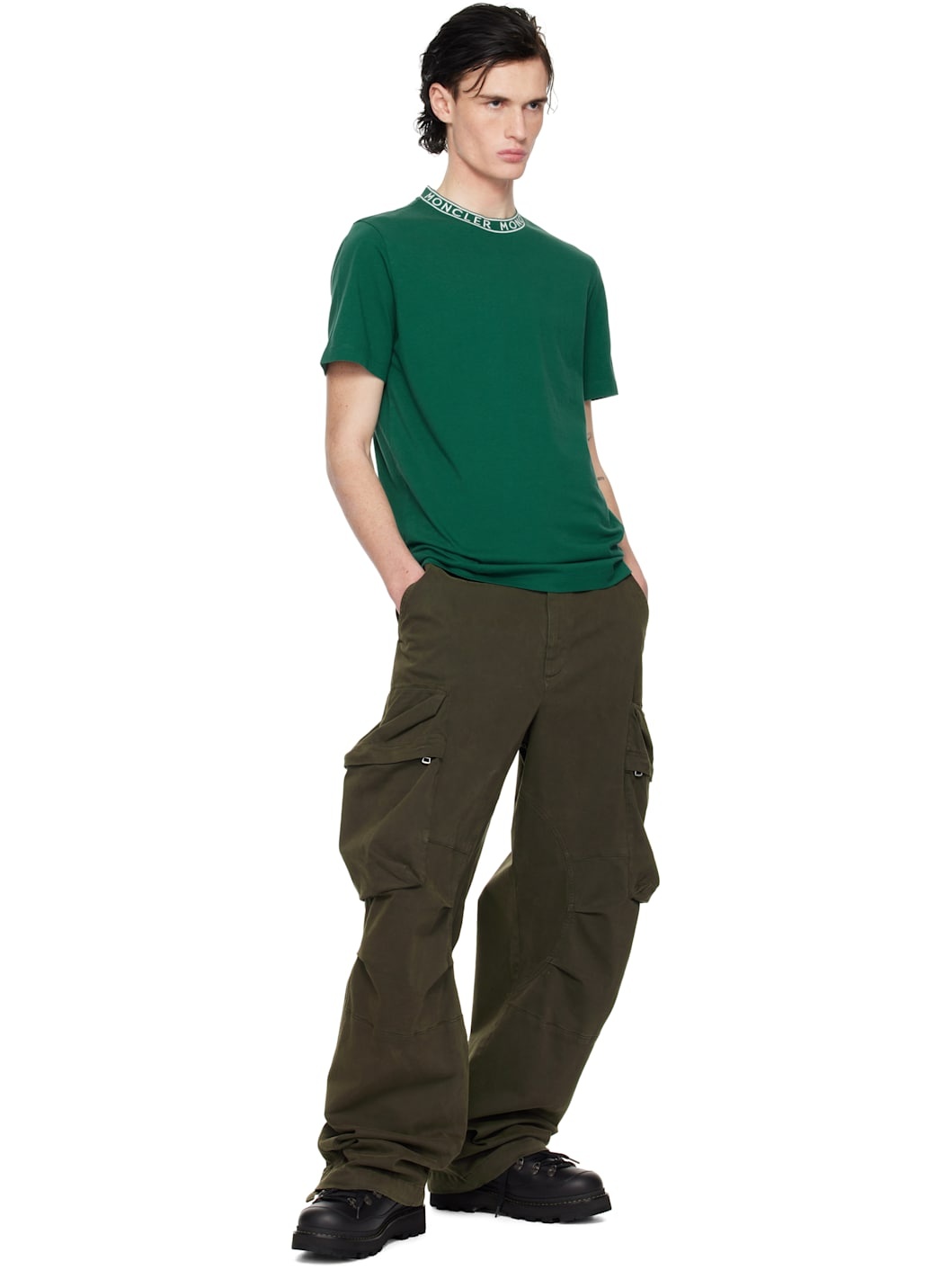 Green Logo-Trimmed Cotton T-shirt - 5