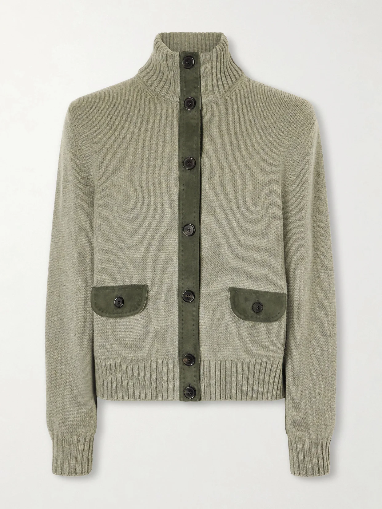 Parksville Suede-trimmed Cashmere Cardigan - 1