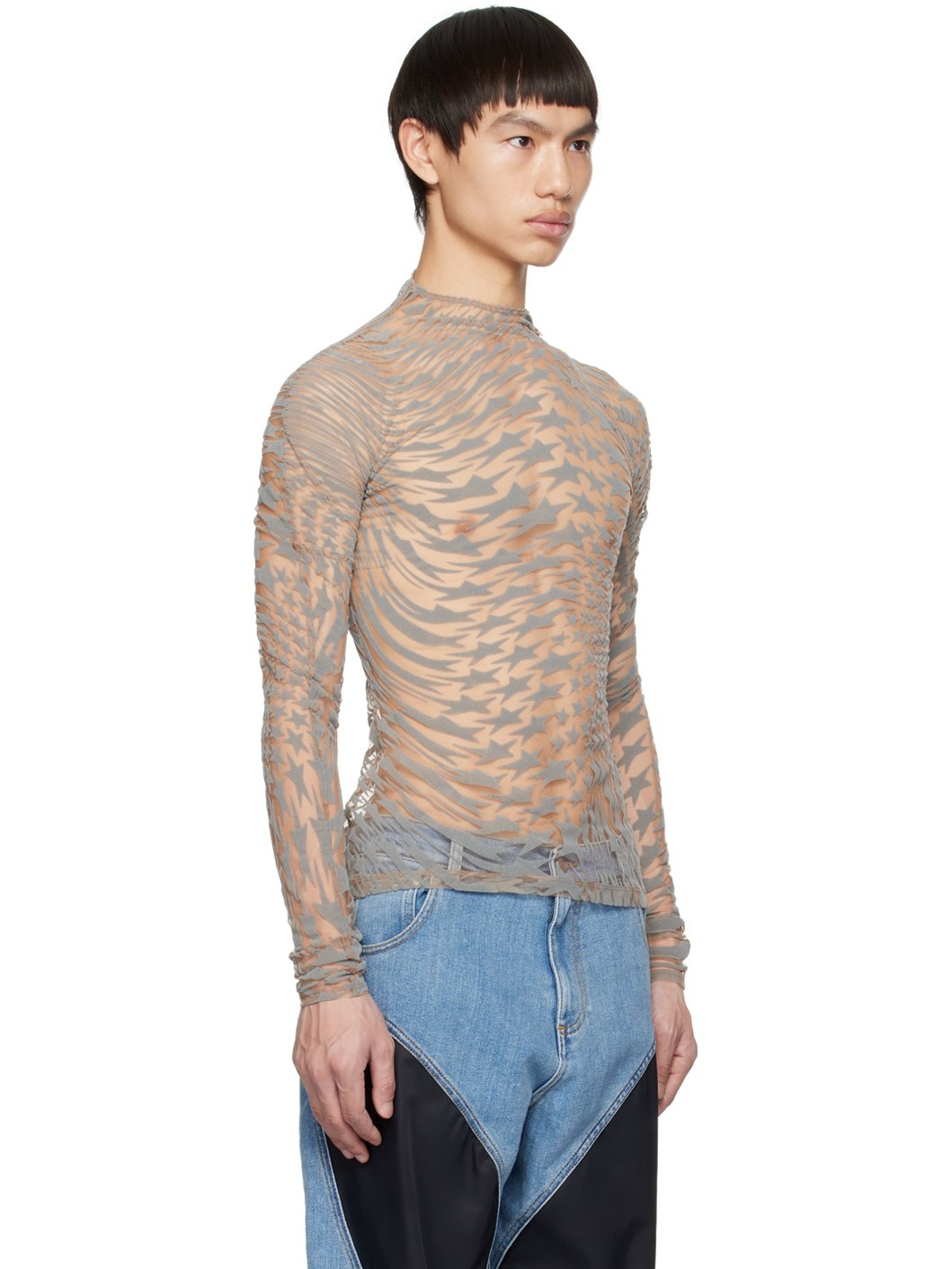 Tan & Gray Star Turtleneck - 4