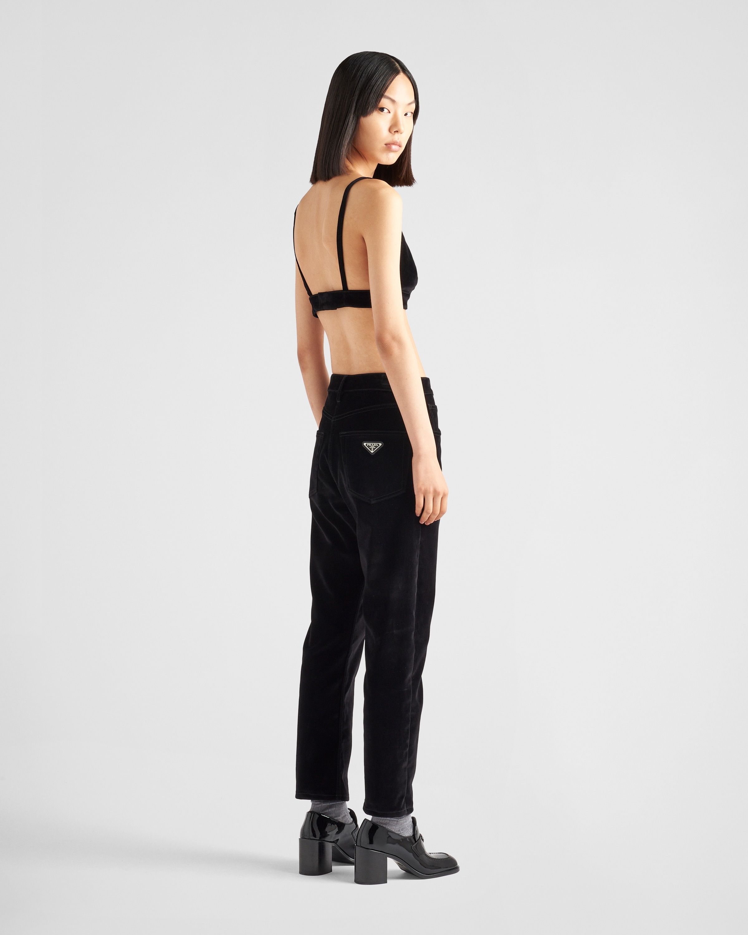 Velvet denim top - 5