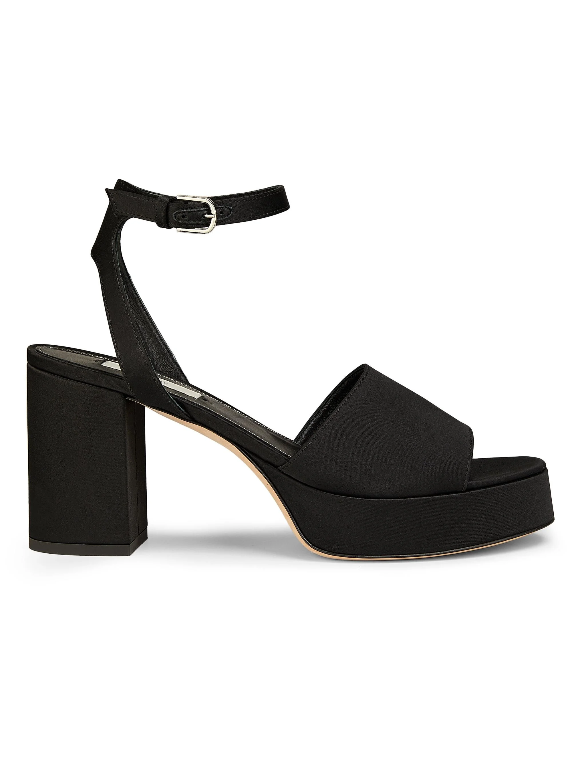 Women's 100MM Satin Platform Sandals - Black - 1