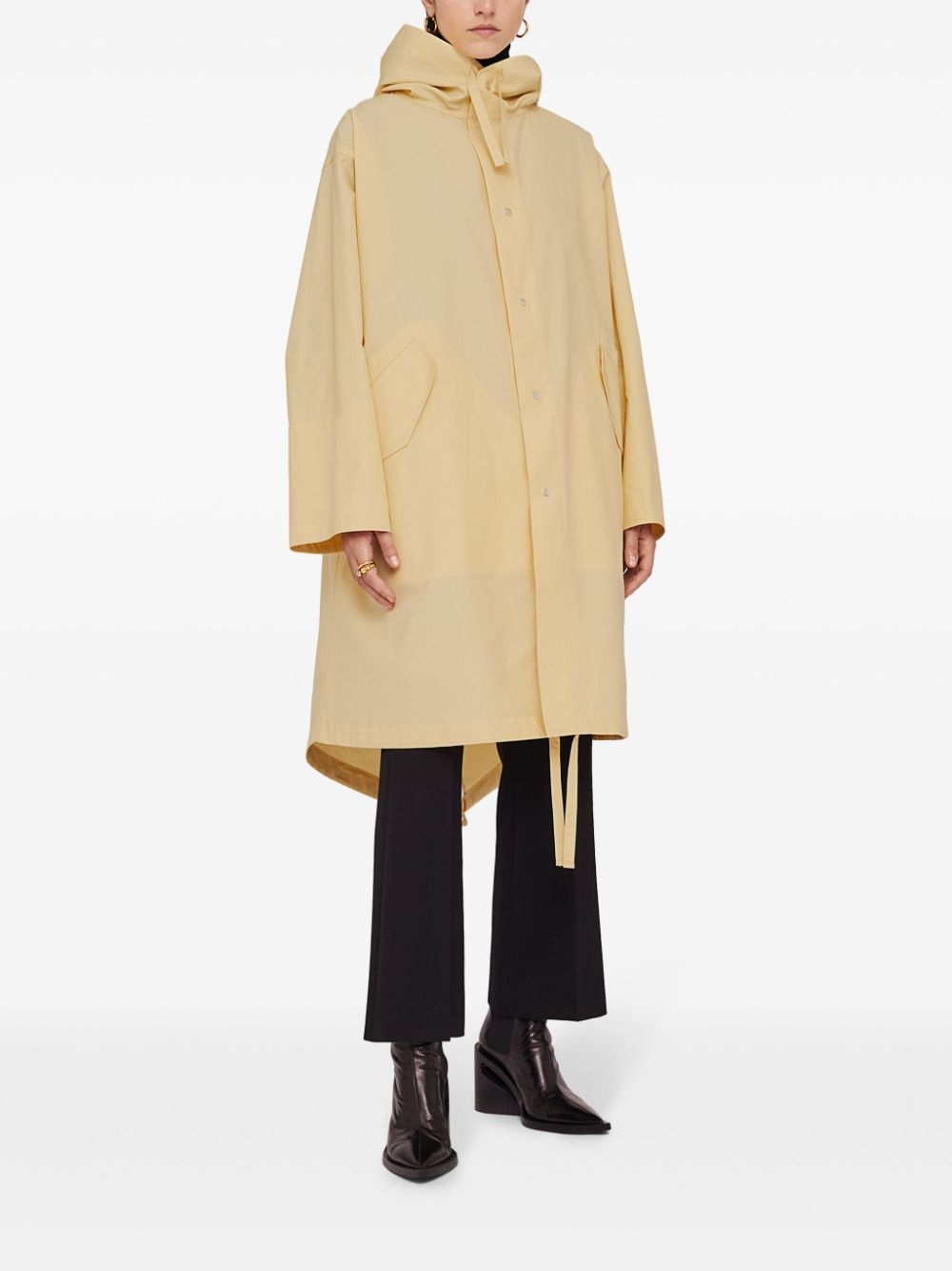 logo print drawstring coat - 2