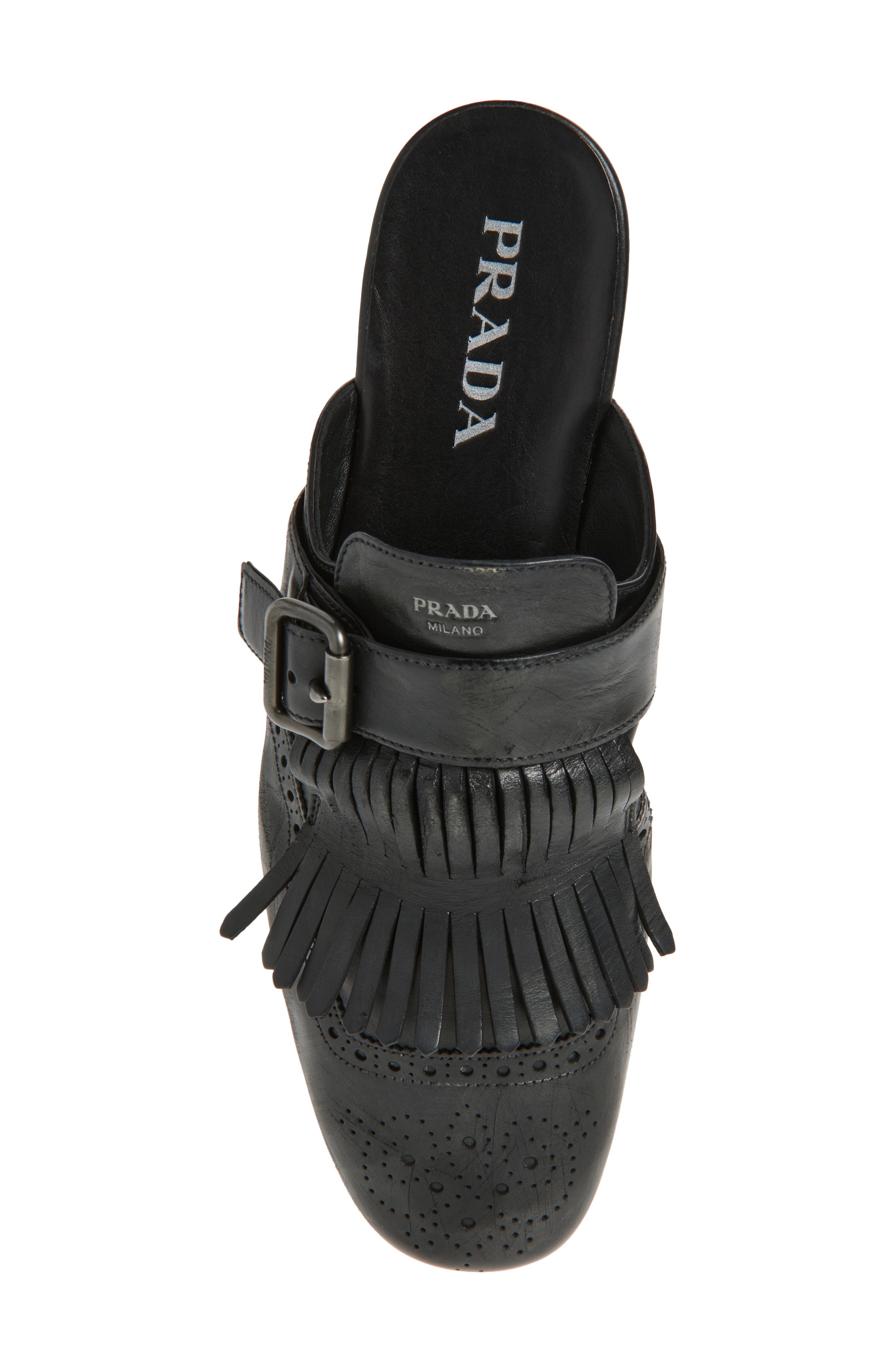 Prada Shuffle Kiltie Loafer Mule in Nero at Nordstrom - 5