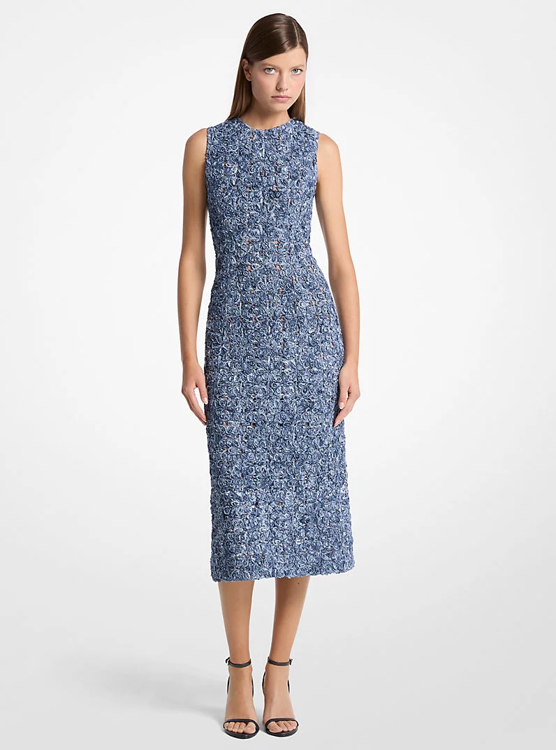 Tie-Die Floral Soutache Lace Sheath Dress - 1