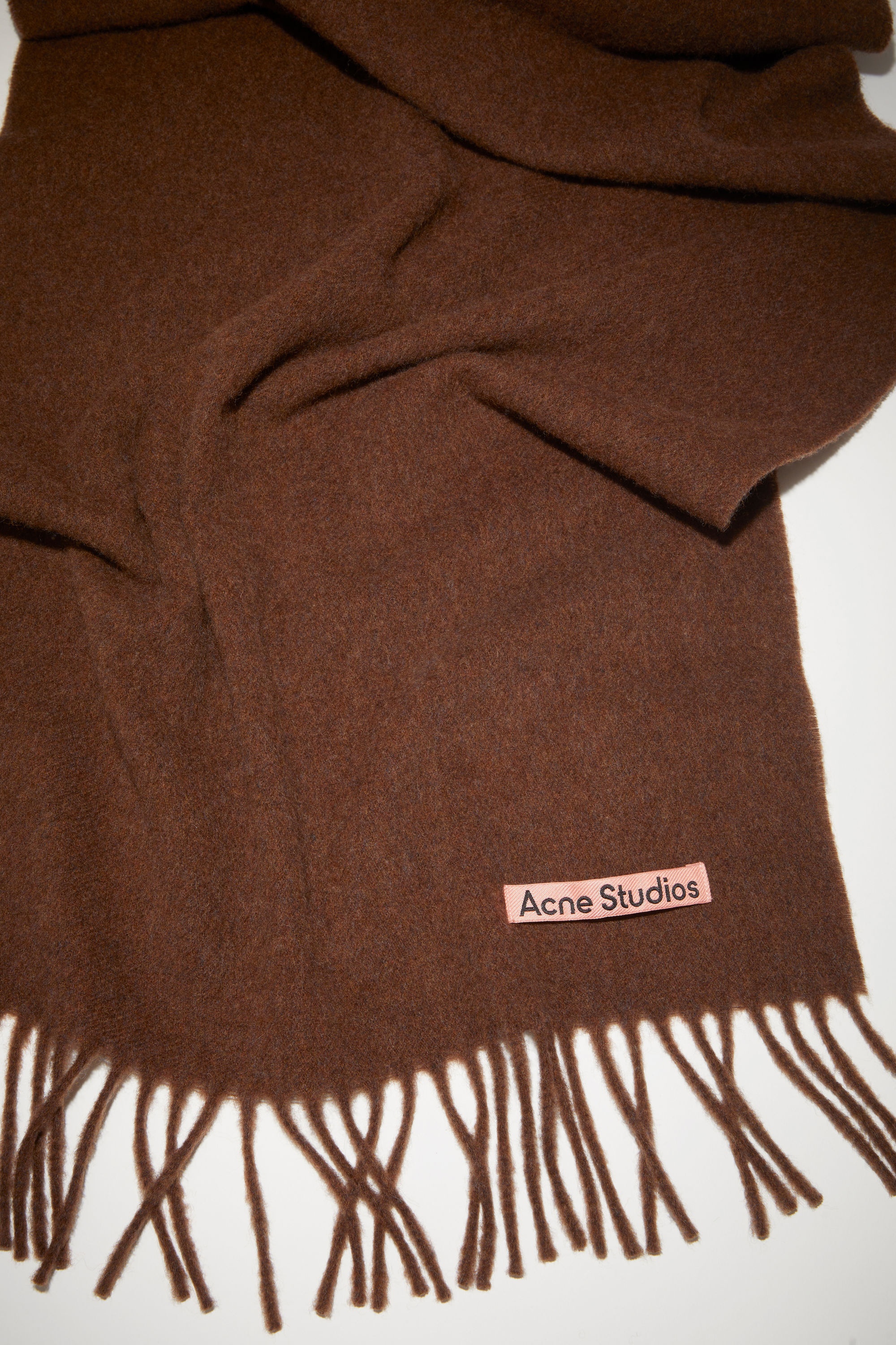 Wool fringe scarf – Narrow - Dark rust melange - 4