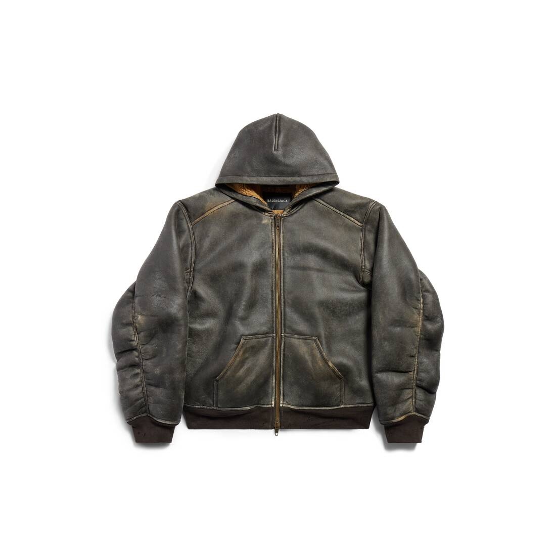 Shearling Zip-up Hoodie Large Fit in Brown - 1