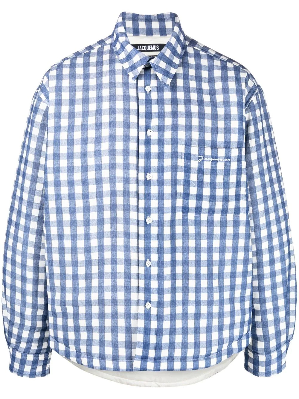 gingham check-print padded shirt - 1