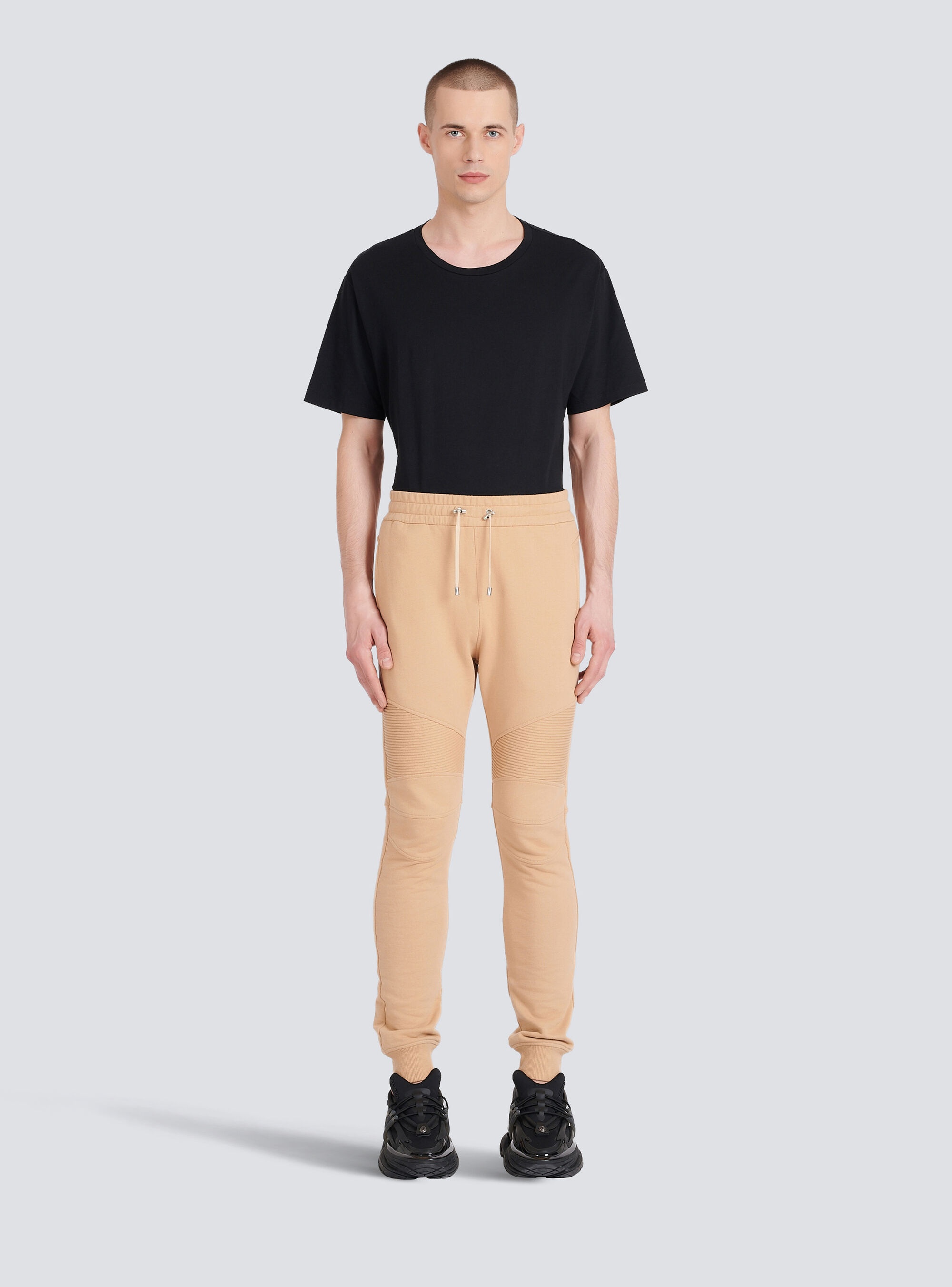 Eco-designed cotton sweatpants with black Balmain logo print - 3