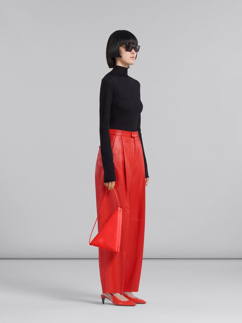 RED NAPPA LEATHER TAILORED TROUSERS - 5