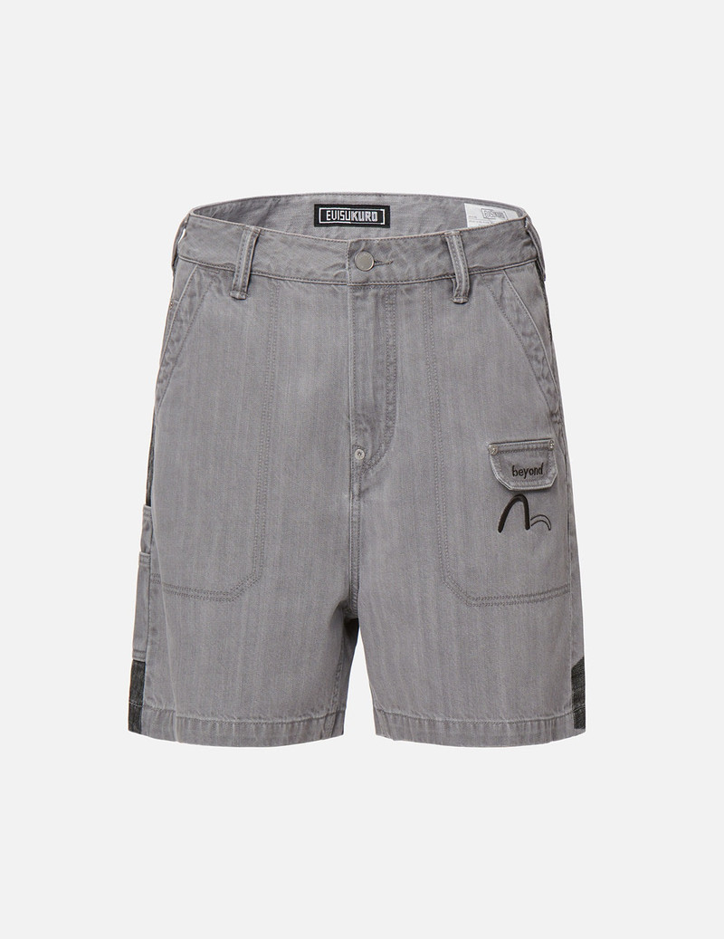 Brushstroke Effect Washed Denim Shorts 8