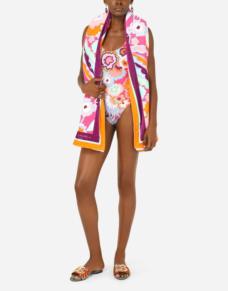 60s-print racing swimsuit - 2