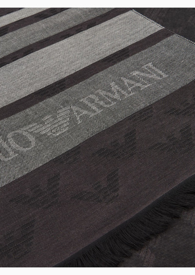 EMPORIO ARMANI Modal-blend jacquard stole with all-over eagle outlook