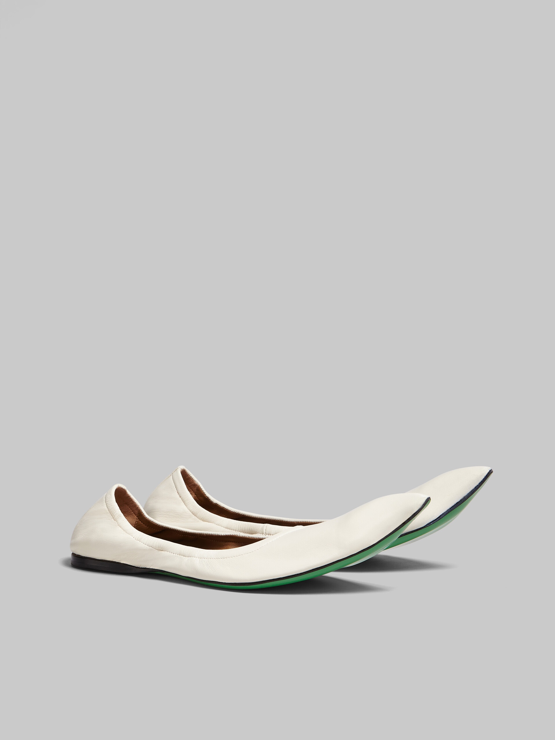 WHITE NAPPA POINTED-TOE BALLET FLATS - 2