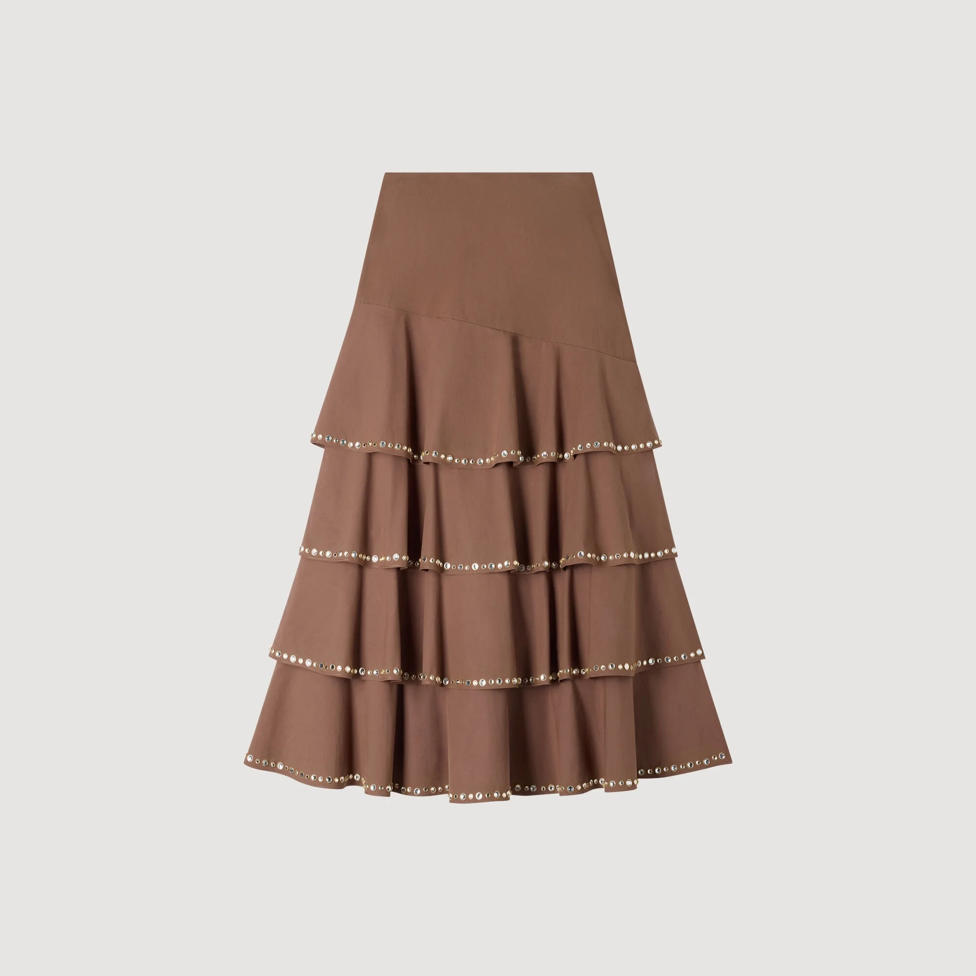 MAXI RUFFLED RHINESTONE SKIRT - 1