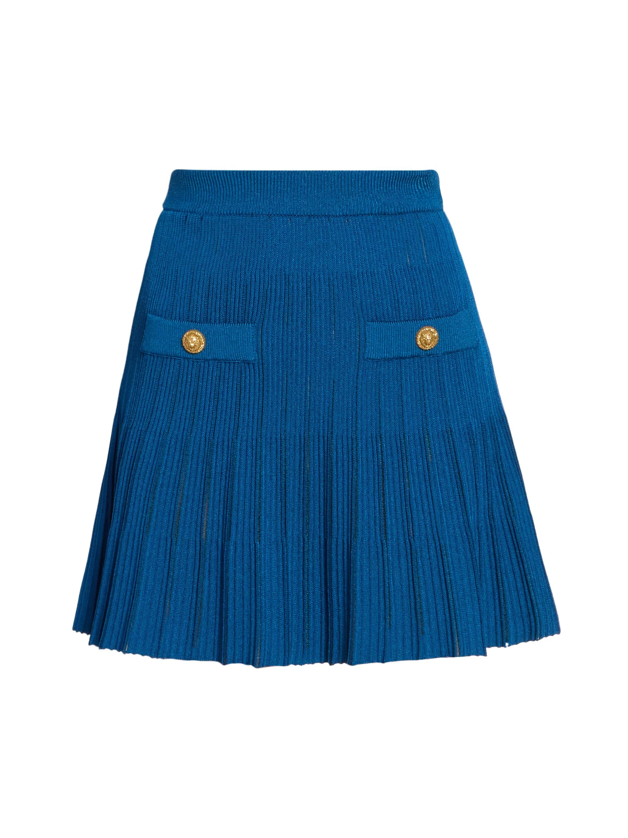 Women's Mesh Striped Flare Miniskirt - Bleu Nuit - 1