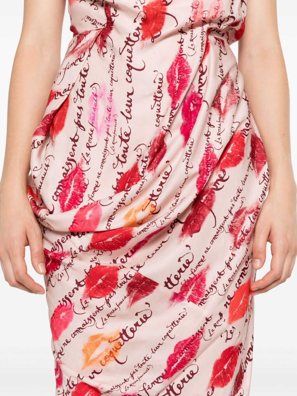 kiss-print draped dress - 5