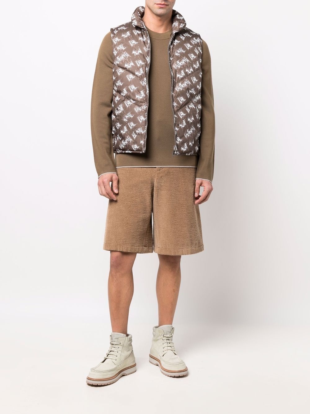 logo-print padded gilet - 3