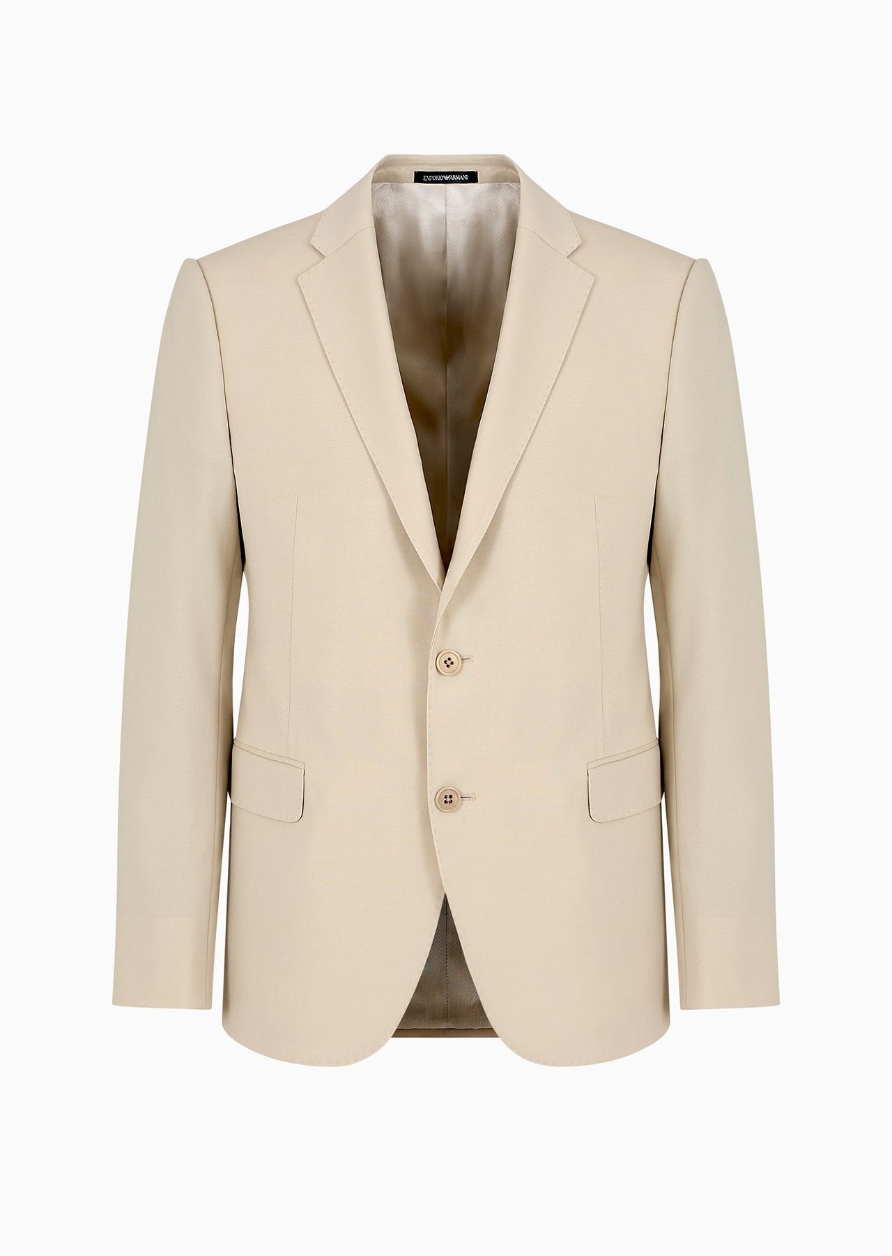 Slim-fit single-breasted jacket in natural, tropical, stretchy, light wool - 1