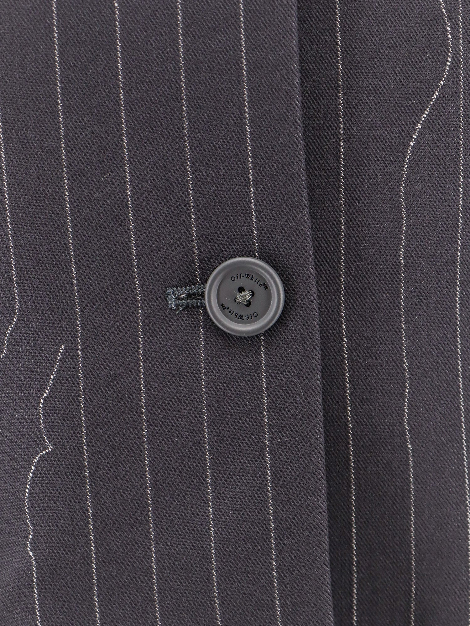 Pinstripe Fabric Blazer With Shoulder Pads - 3