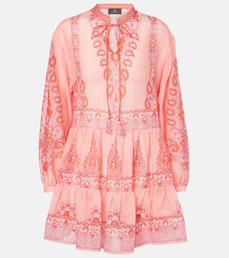 Printed cotton and silk minidress - 1