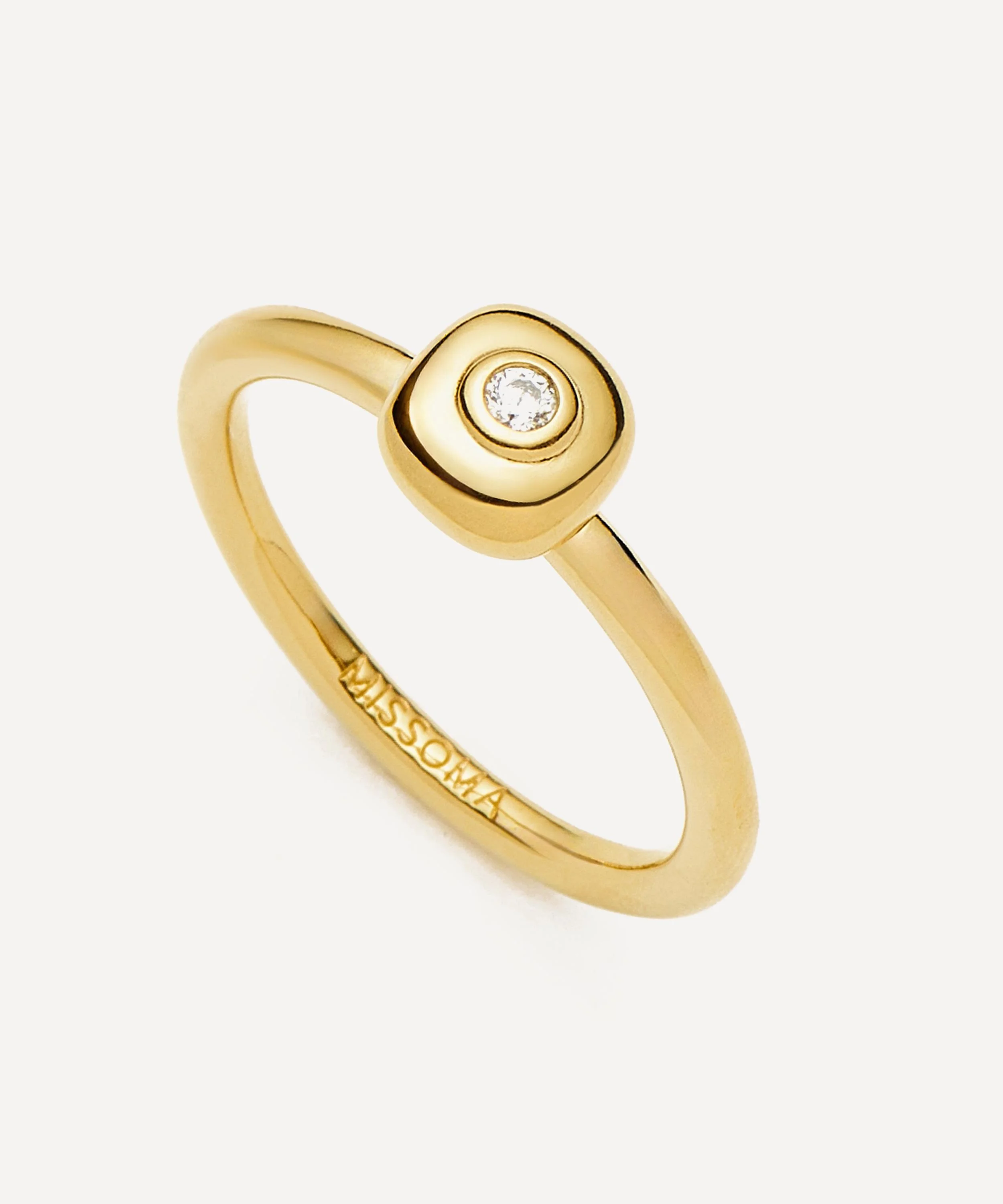 18ct Gold-Plated Molten Soft Square Ring - 1