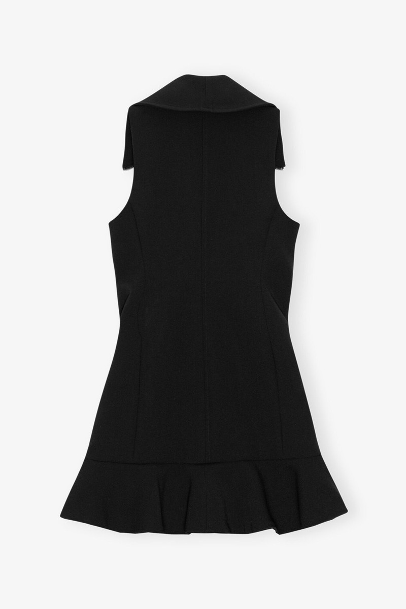 BLACK BONDED CREPE MINI DRESS 6
