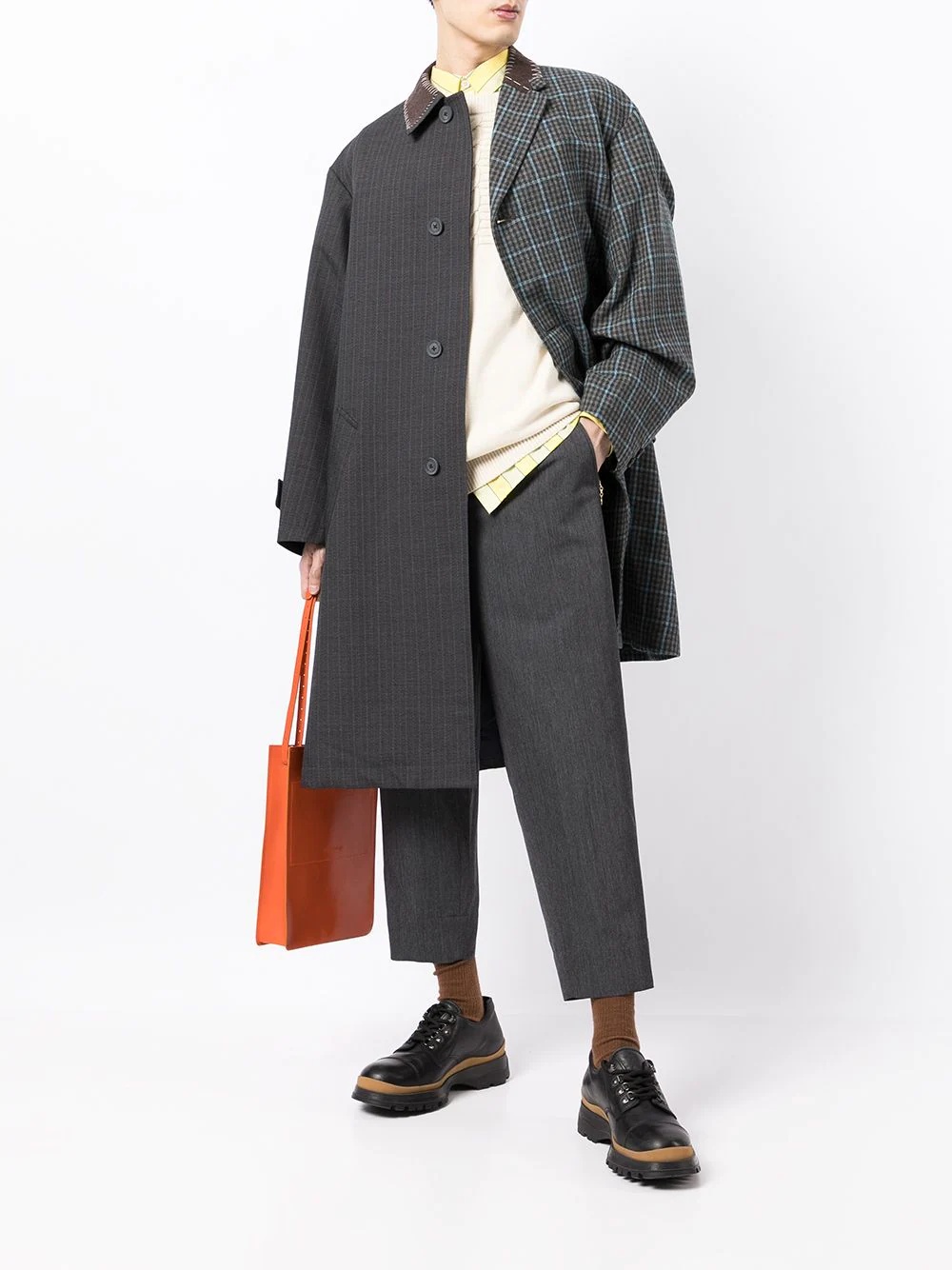 asymmetric dual-pattern coat - 2