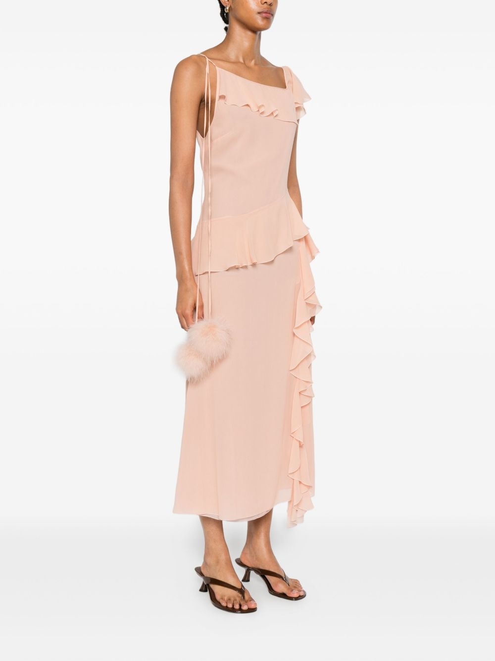 ruffled-trim silk maxi dress - 3