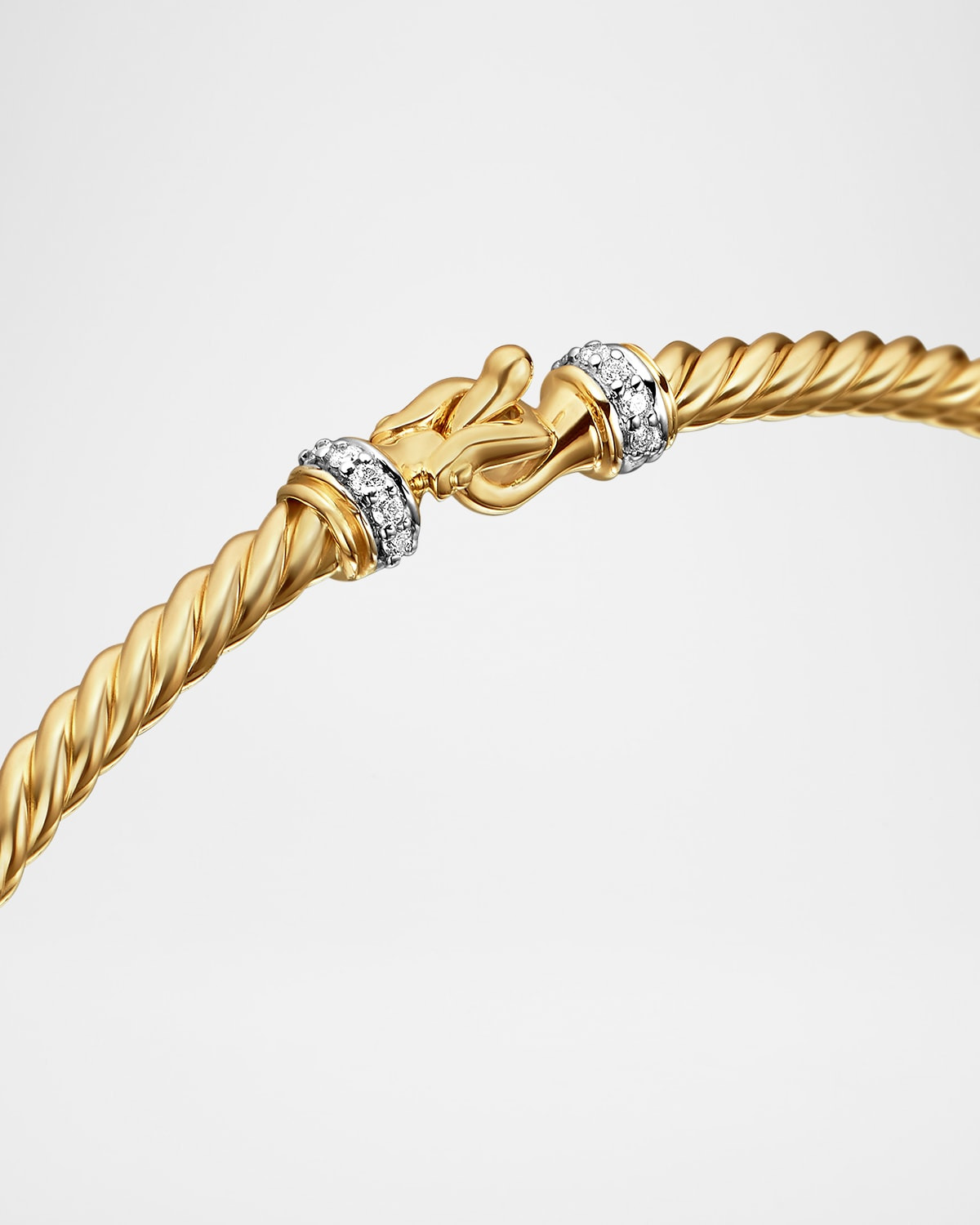 Cable Buckle Bracelet with Diamonds and 18K Gold, 2.6mm - 8