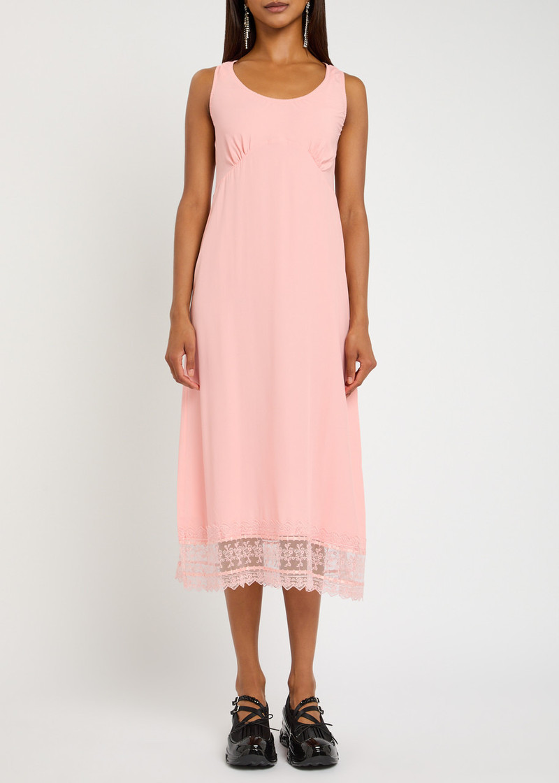 Simone Rocha Simone Rocha Lace-hem Crepe de Chine Midi Slip Dress outlook