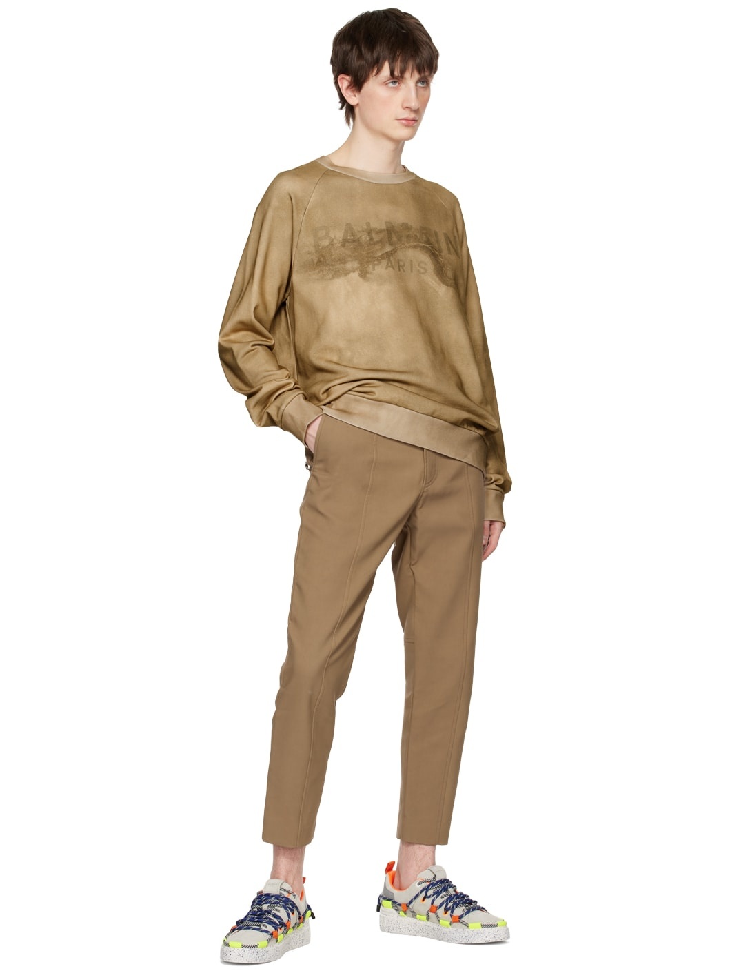 Beige Printed Sweatshirt - 4