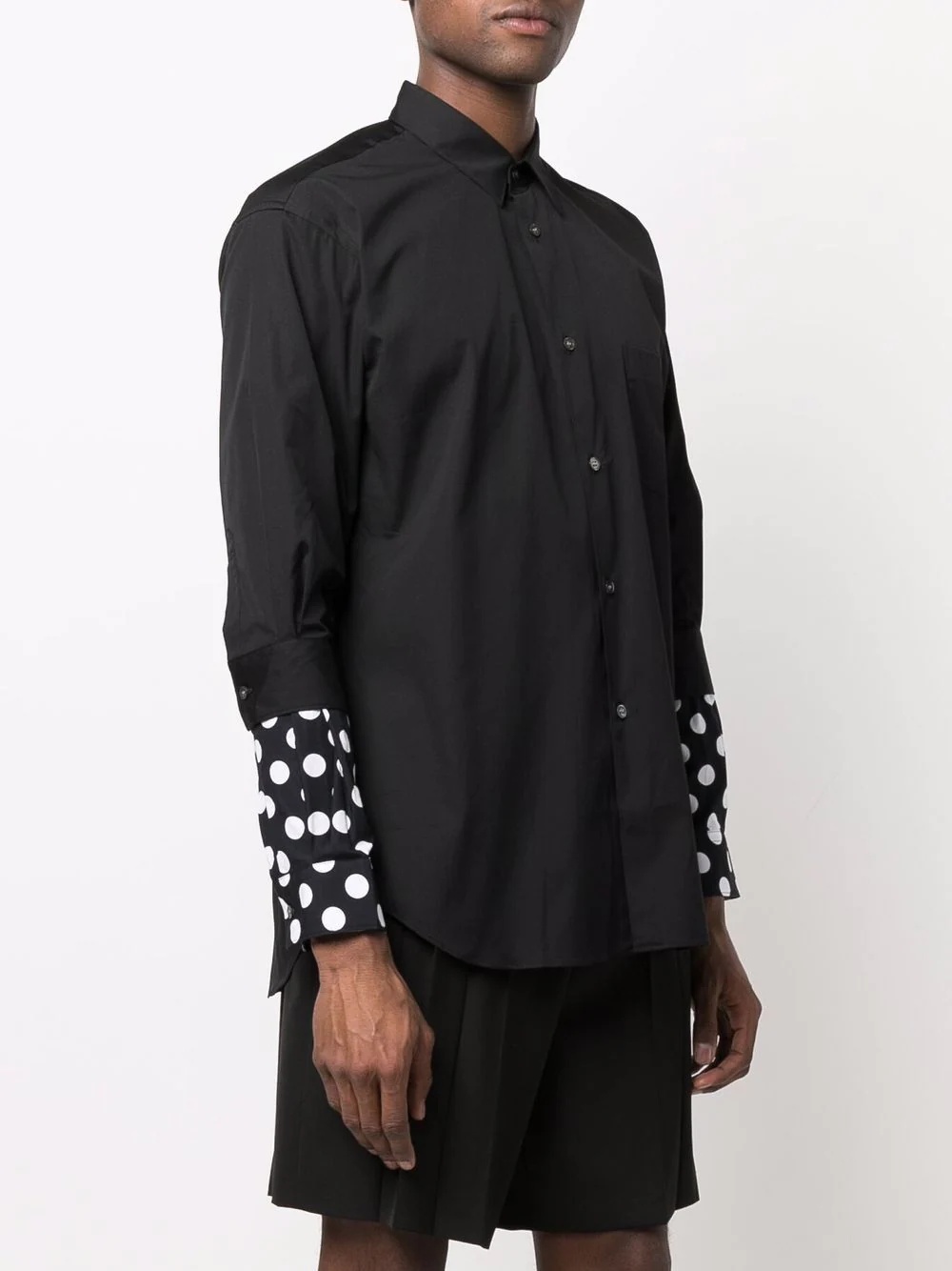 polka-dot print sleeve shirt - 3