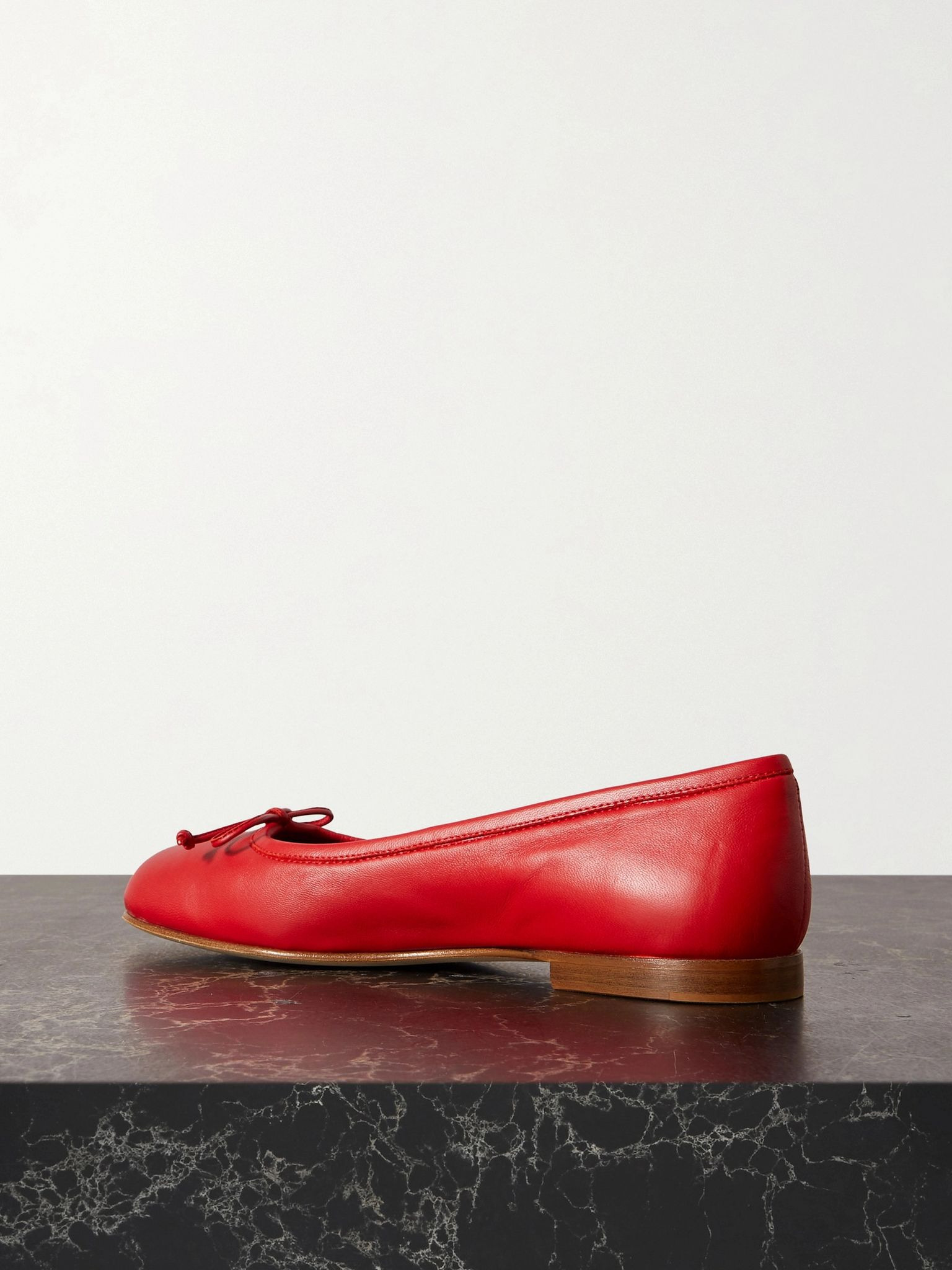 Veralli bow-detailed leather ballet flats Red - 3