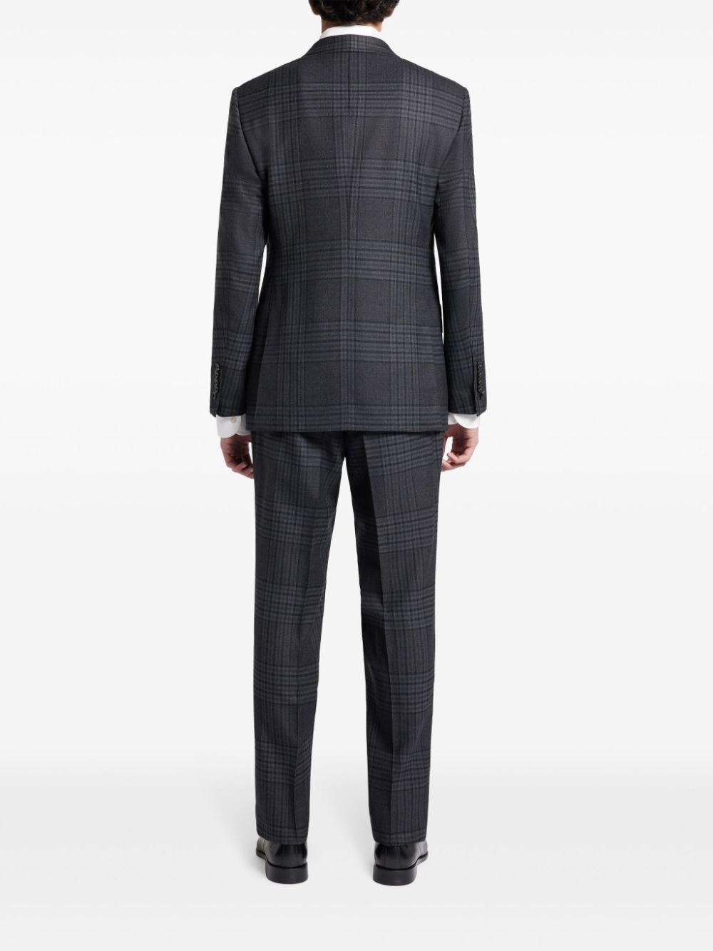 check-pattern single-breasted suit - 4