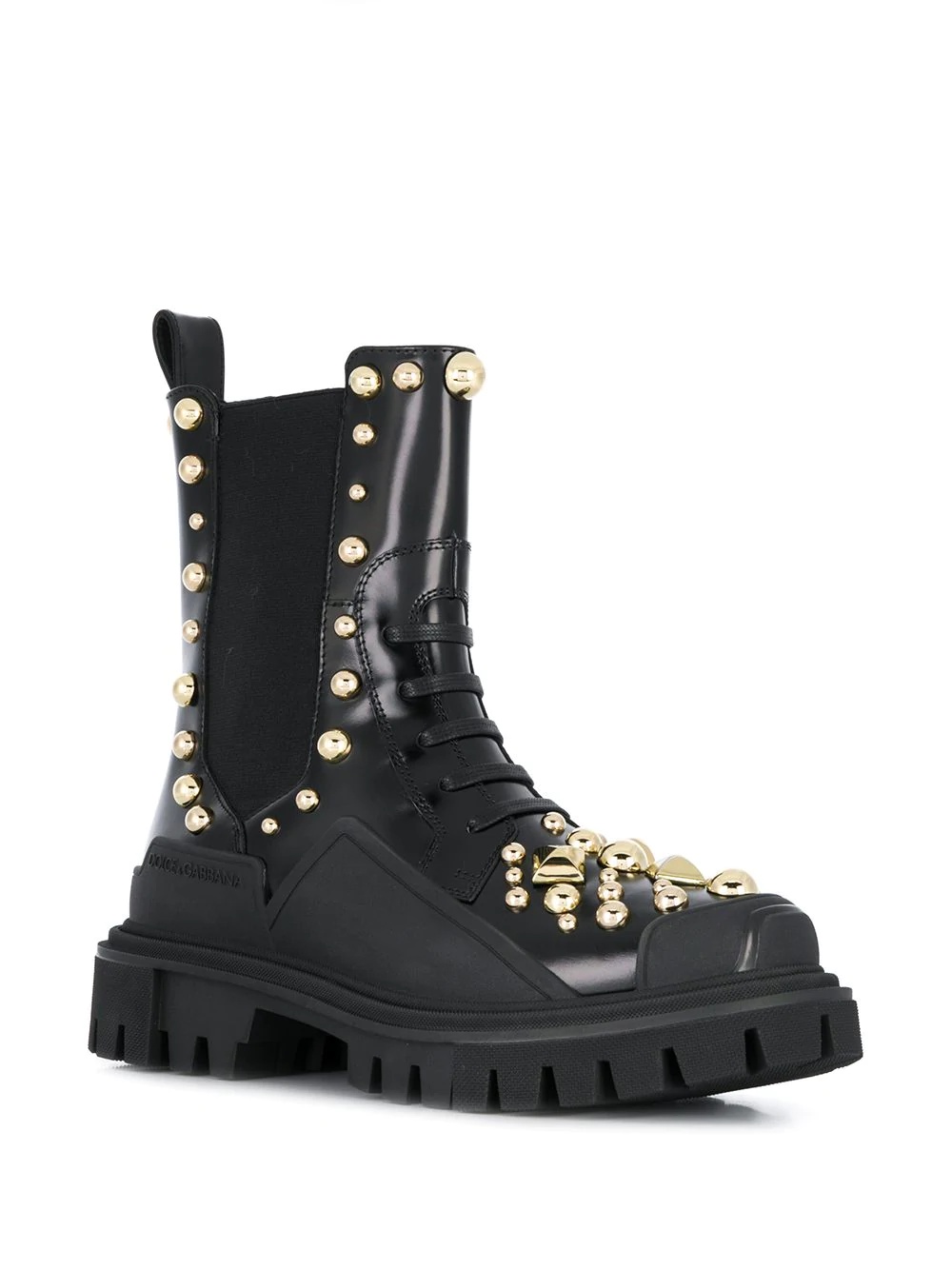 studded embroidery combat boots - 2