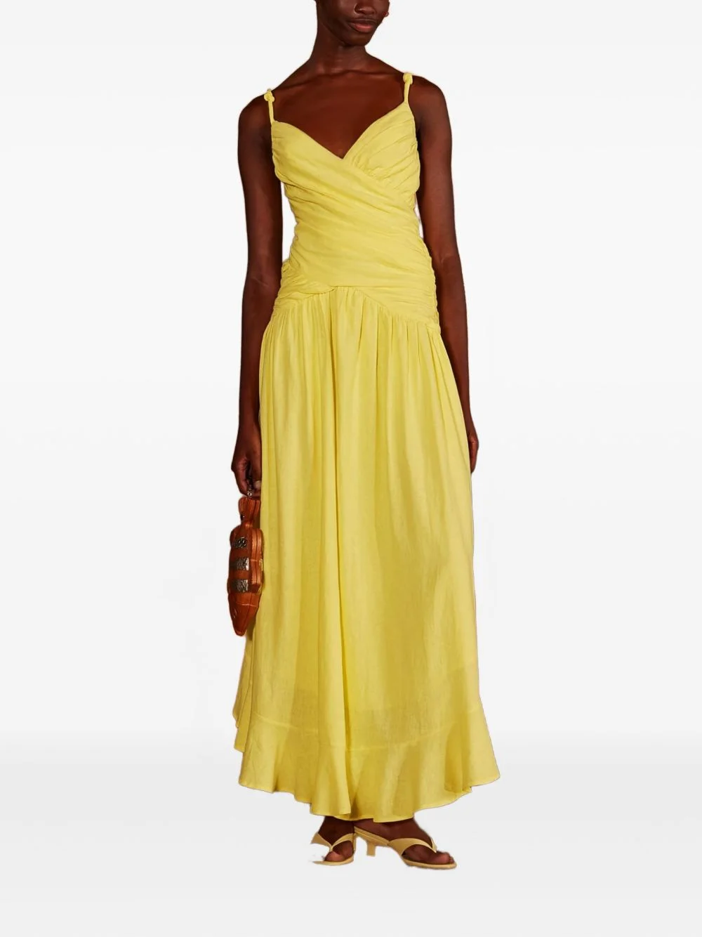 knotted-strap ruffled maxi dress - 1