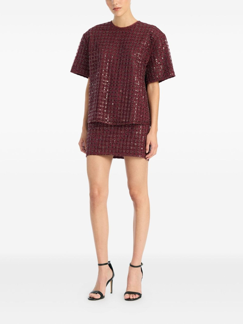 ROTATE grid-pattern sequin-embellished mini skirt outlook
