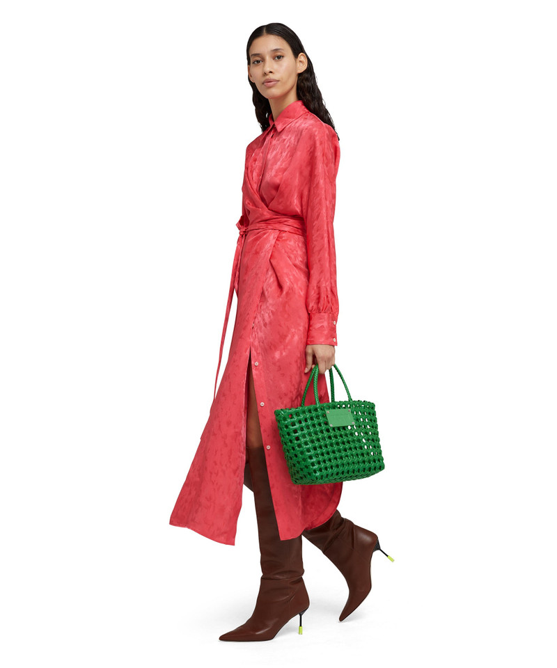 Faux leather basket net mini bag with accompanying mini pouch 5