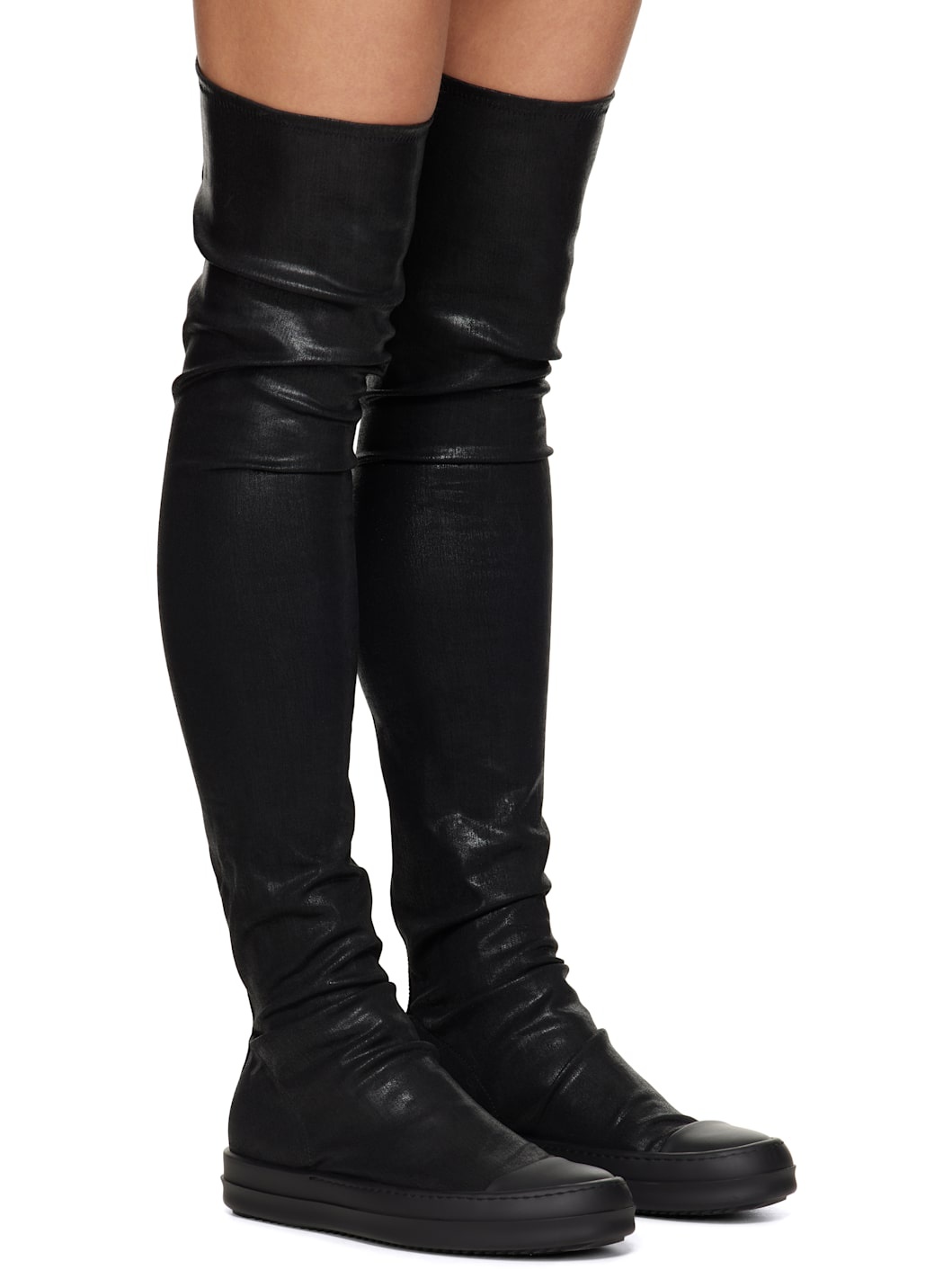 Black Hollywood High Sock Sneaks Tall Boots - 4