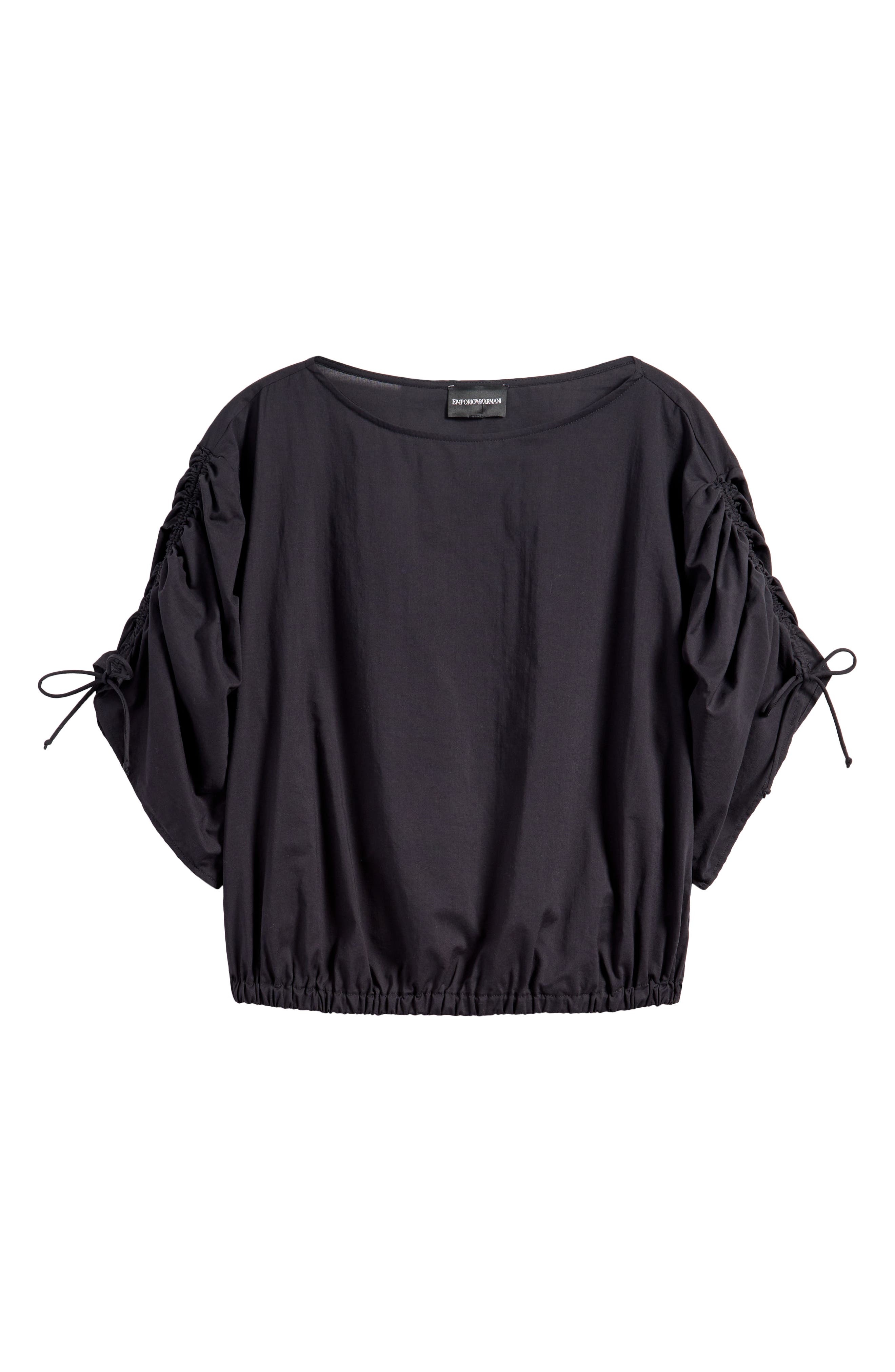 Emporio Armani Cropped Cotton Top in Solid Black at Nordstrom - 5